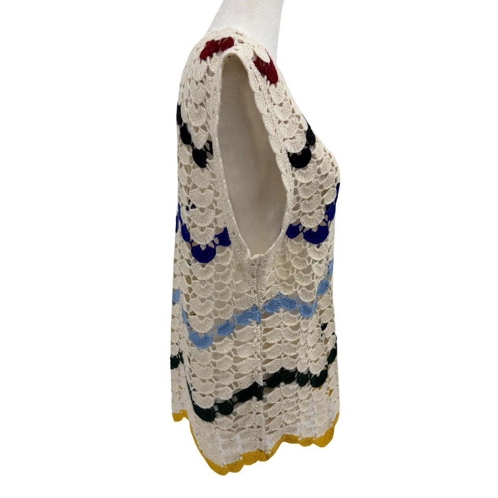 NWT Chelsea & Violet Electra Chevron Crochet Sleeveless Top Large Ivory Boho - Picture 4 of 10